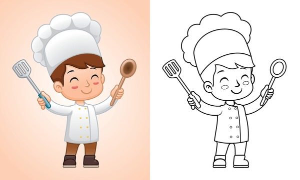 Thousand coloring book chef royalty