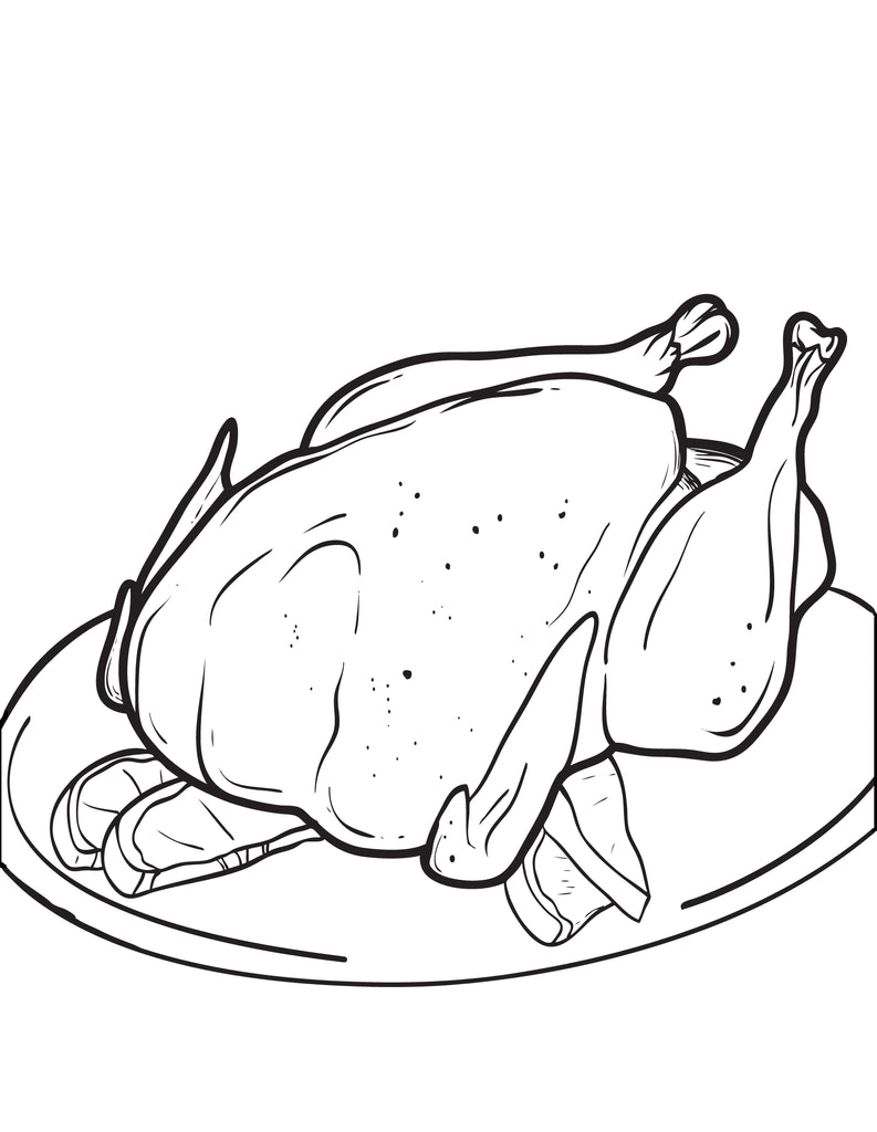 Printable cooked thanksgiving turkey coloring page for kids â