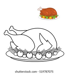 Roast turkey thanksgiving coloring book fowl stock illustration