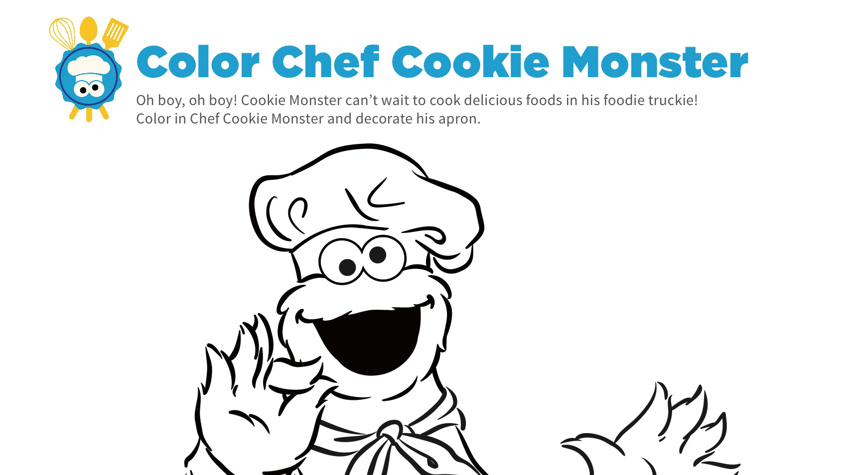 Chef cookie monster coloring page kidsâ kids for parents
