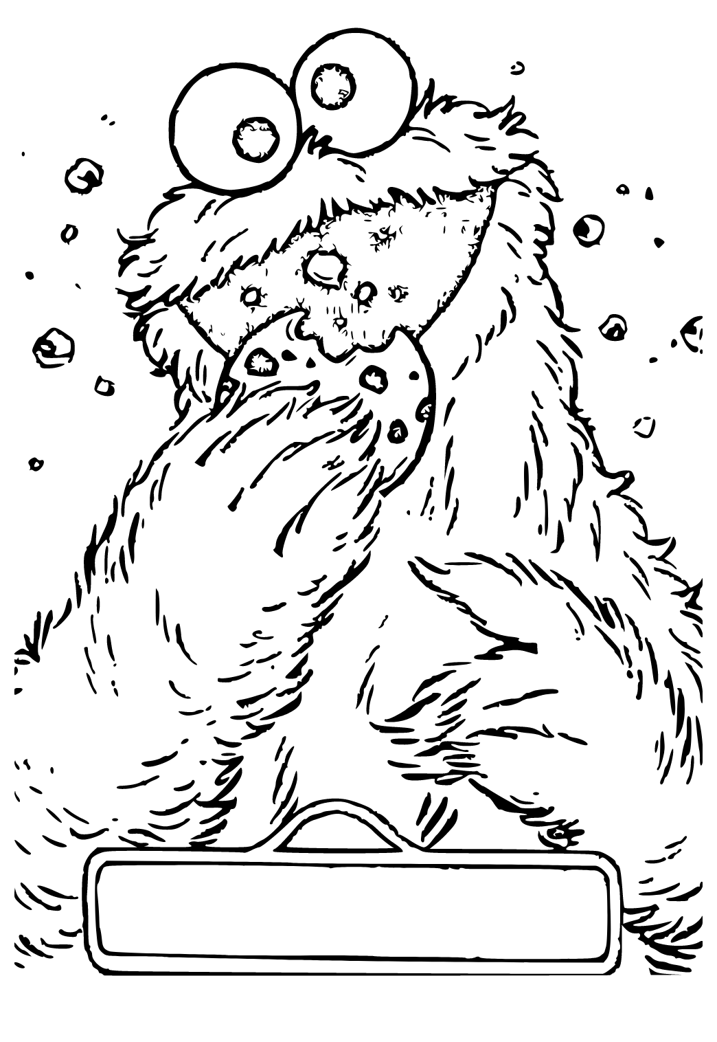 Free printable cookie monster message coloring page for adults and kids