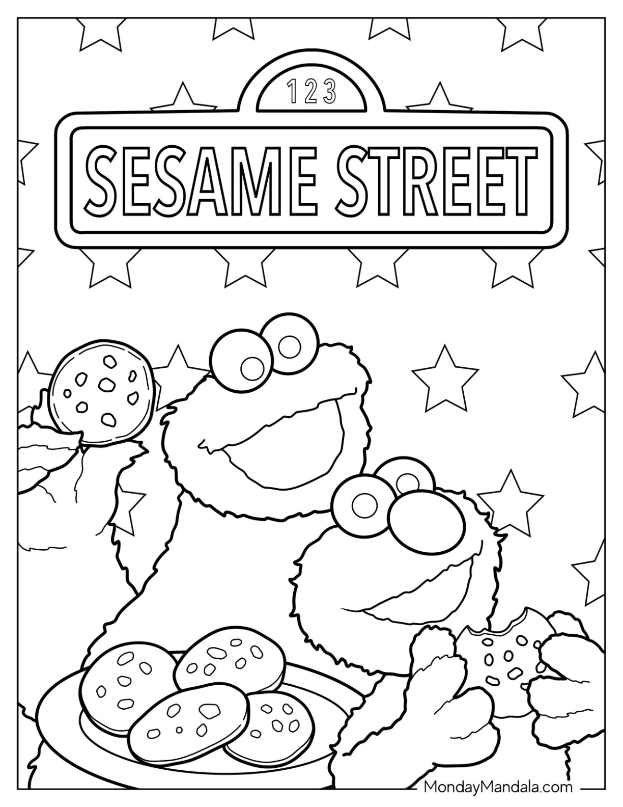 Cookie monster coloring pages free pdf printables