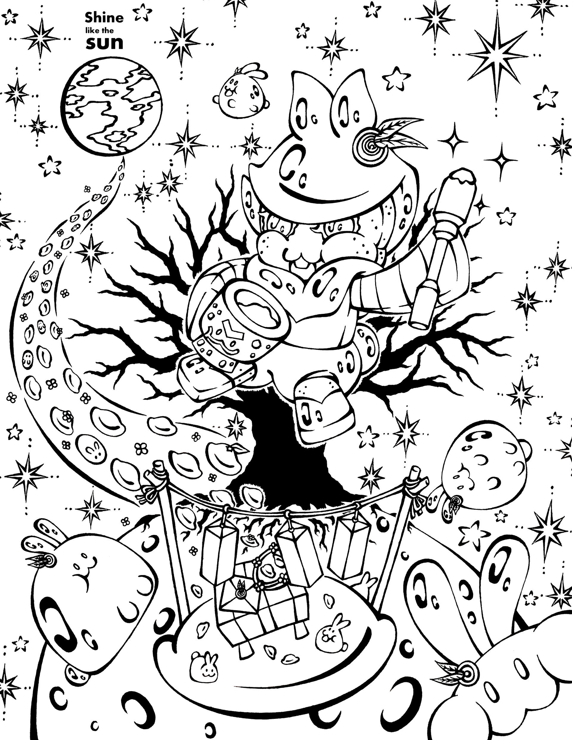 Moon rabbit cookie coloring page by shine