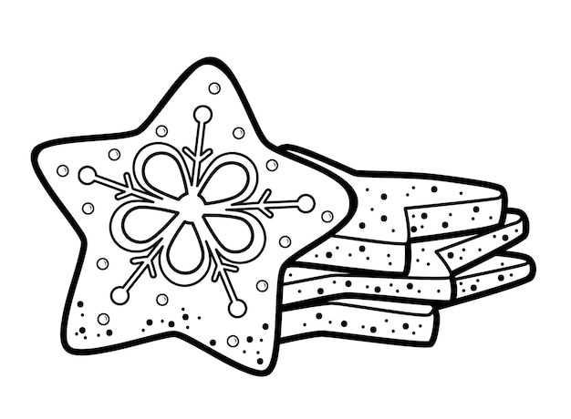 Premium vector christmas coloring book or page for kids christmas cookies black and white vector illustration