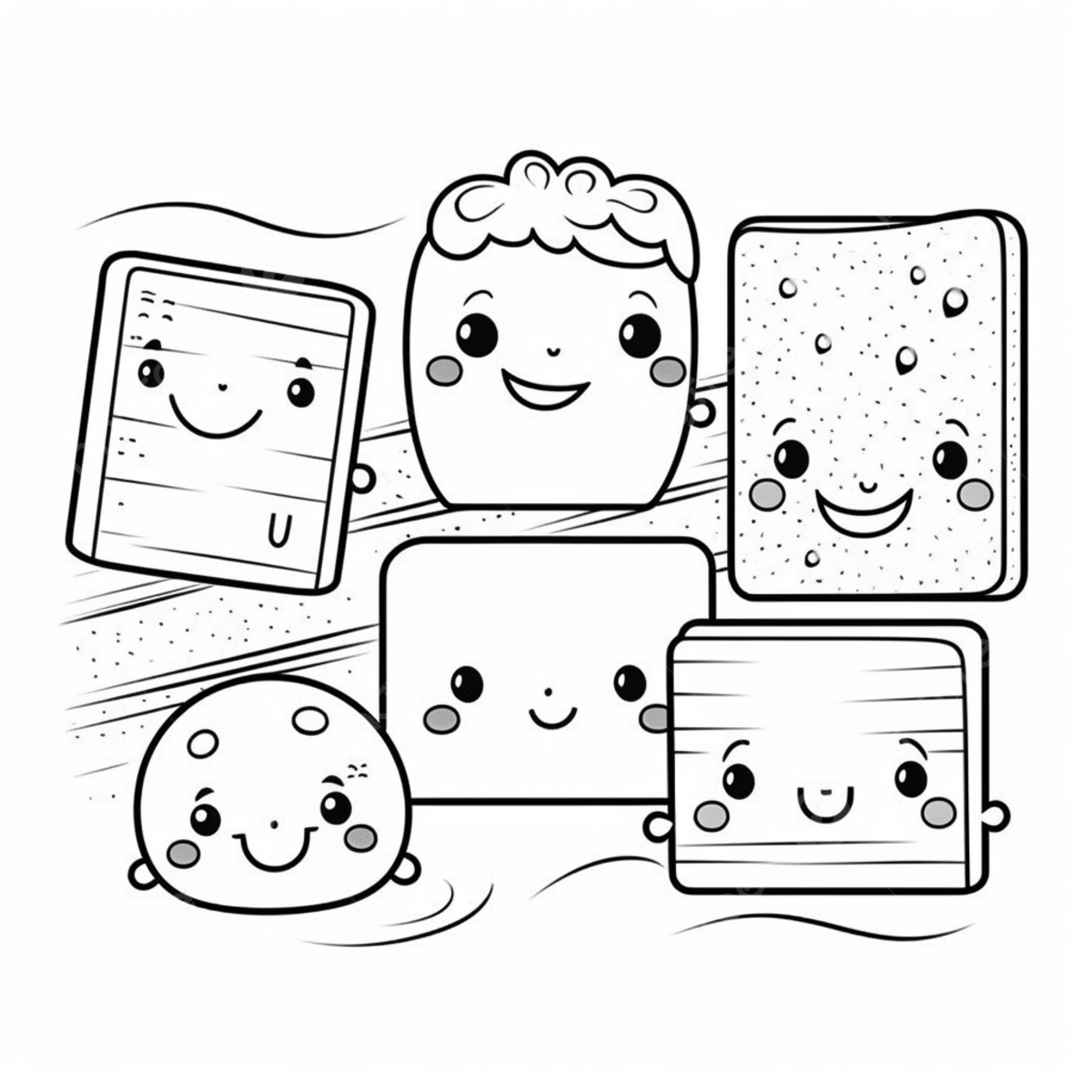 Six cute cookies for coloring basic simple cute cartoon boards outline isolated on white background children s coloring page png transparent image and clipart for free download