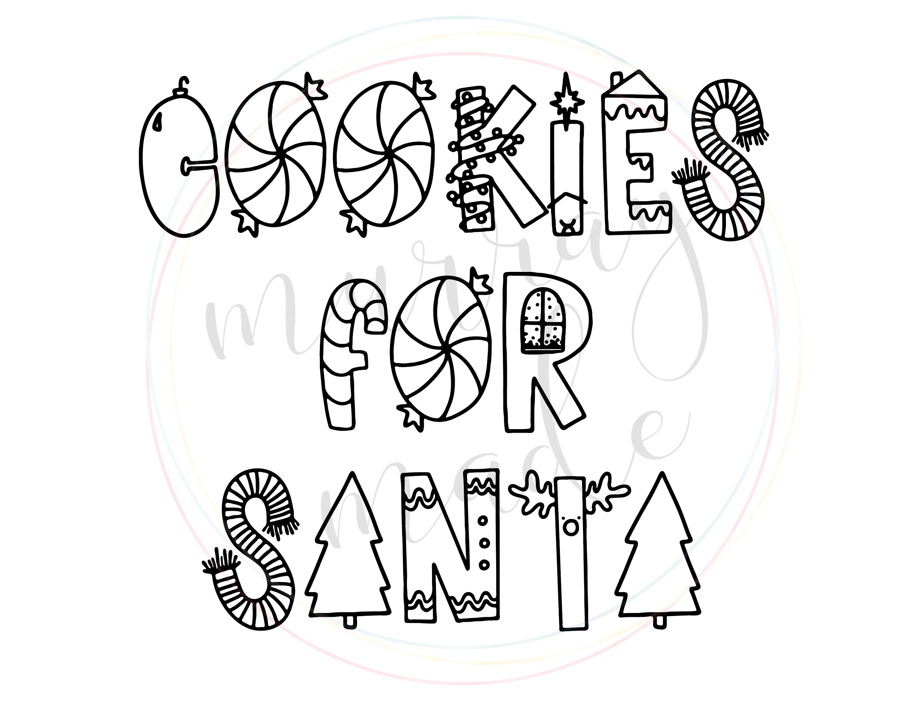 Cookies for santa christmas coloring sheet download instant download
