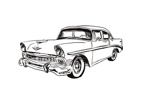 Vintage car coloring page