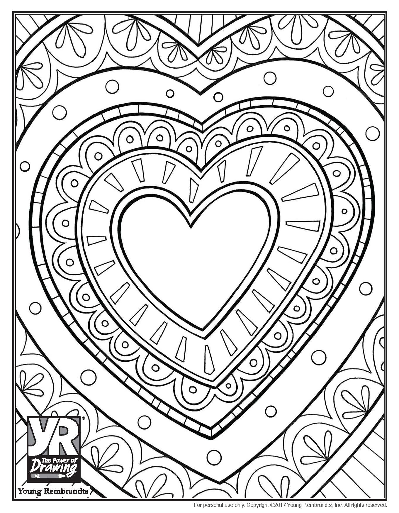 Doily heart coloring page