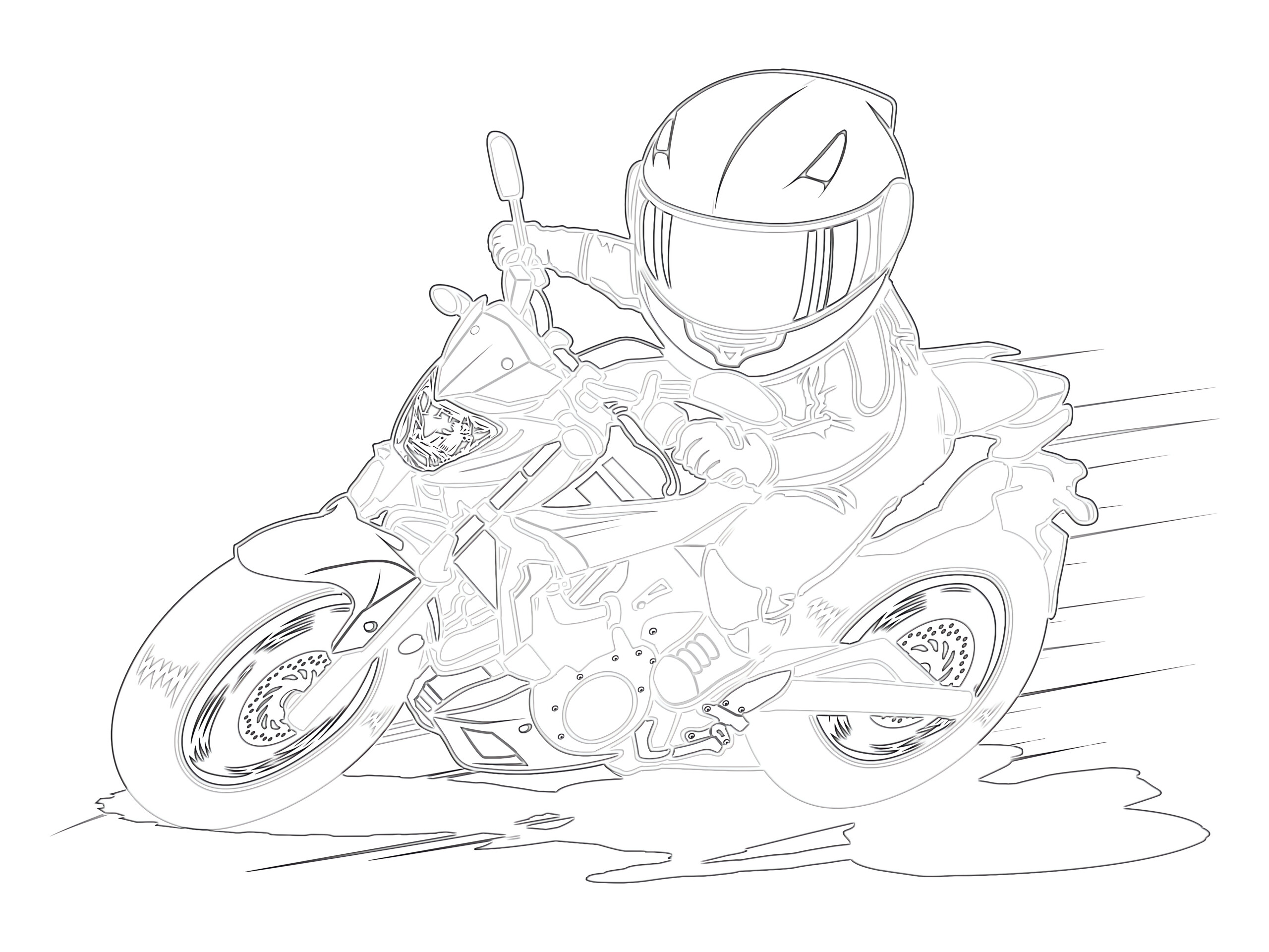 Fast ride naked bike motorcycle coloring page