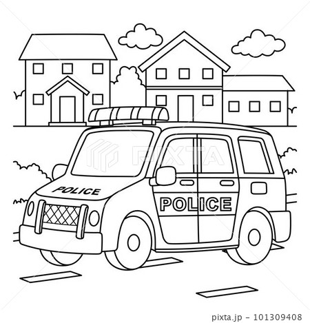Police car coloring page for kids