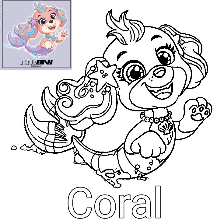 Coral aqua pups mer