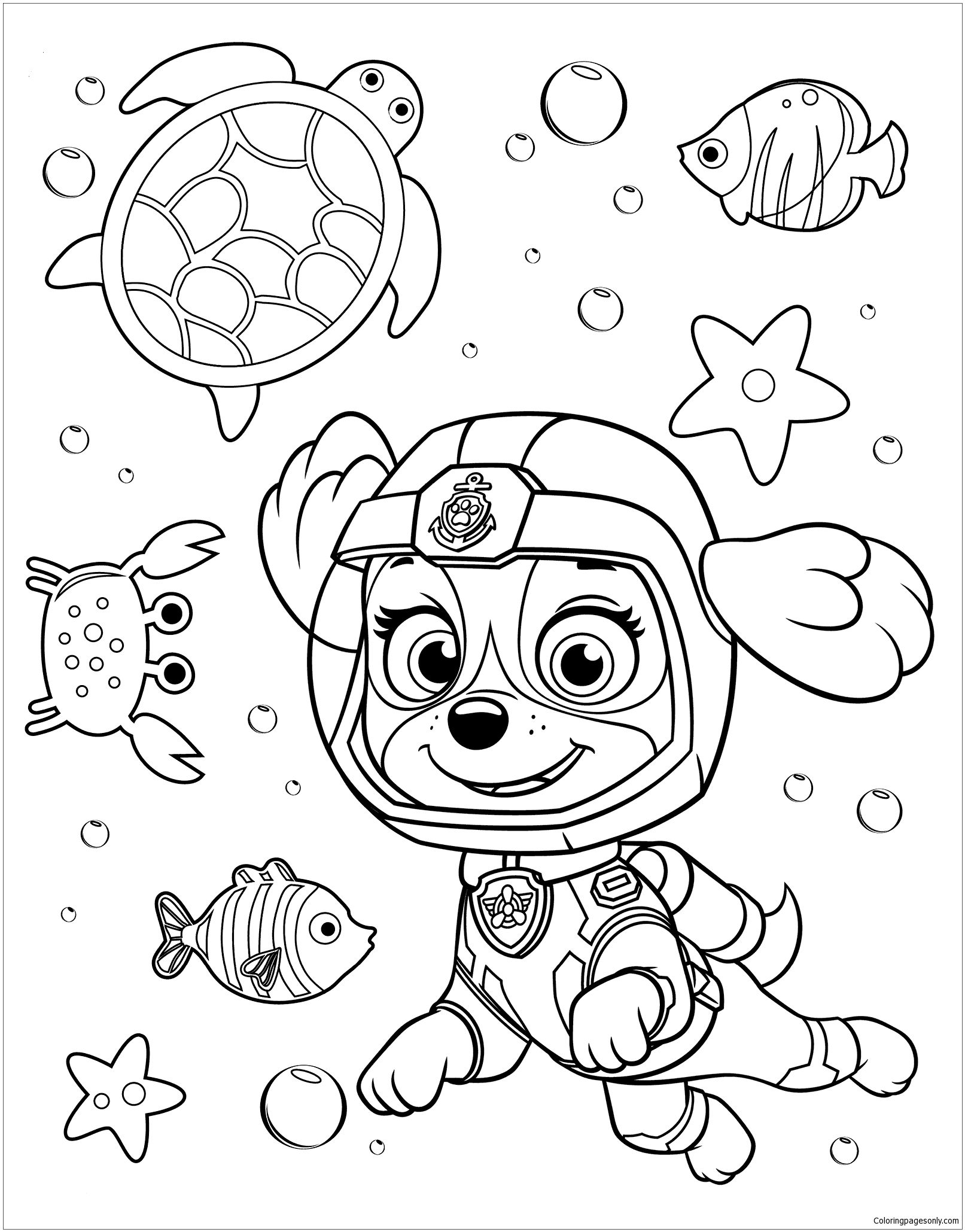 Paw patrol rubble underwater coloring page paw patrol coloring pages paw patrol coloring birthday coloring pages