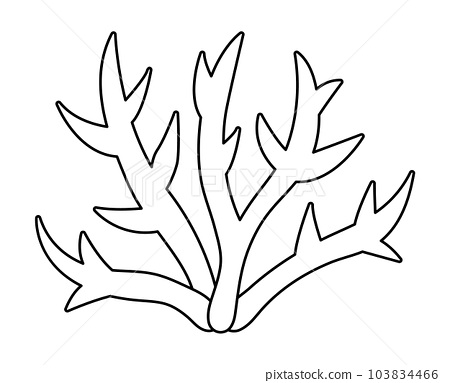 Vector black and white coral icon under the