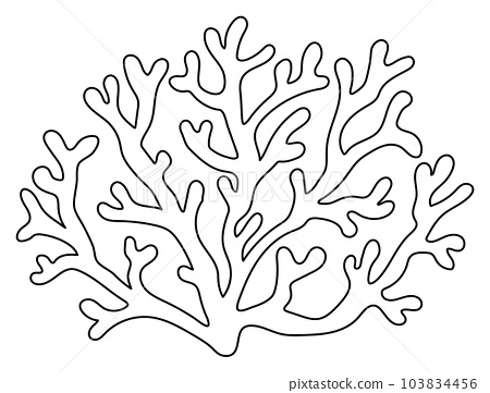 Vector black and white coral icon under the