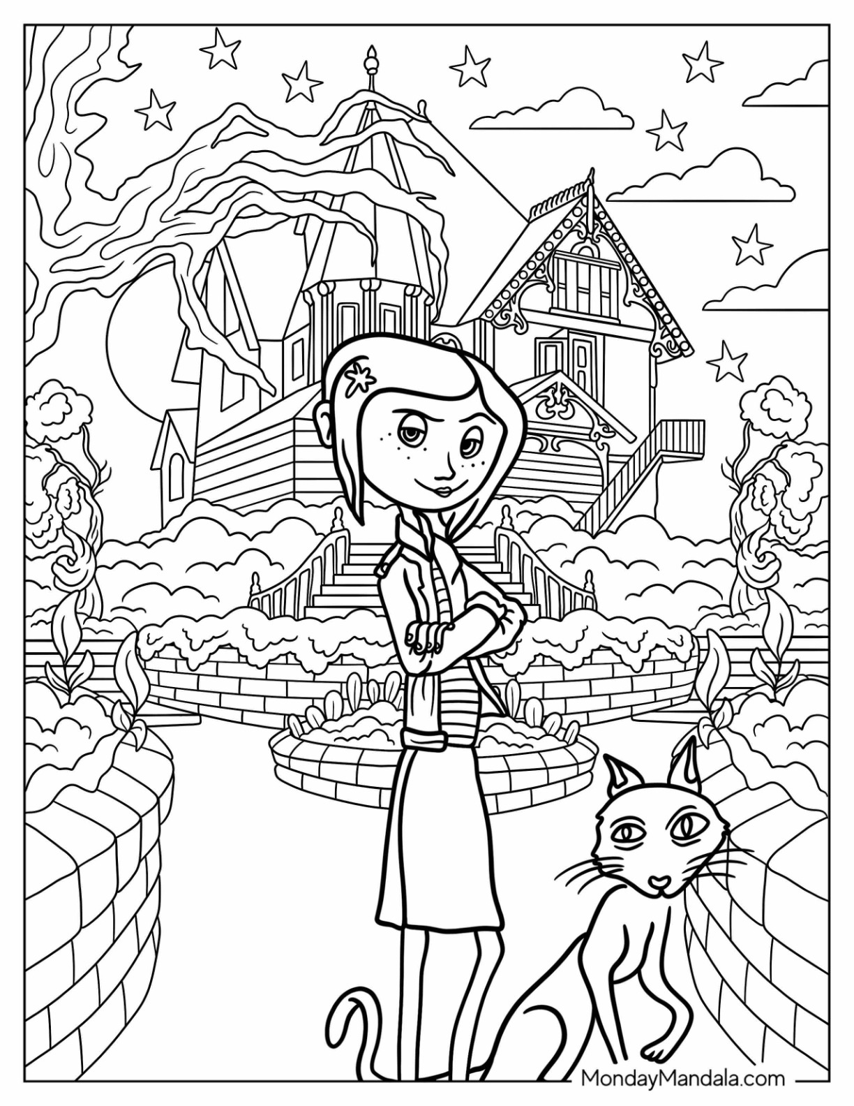 Coraline coloring pages free pdf printables