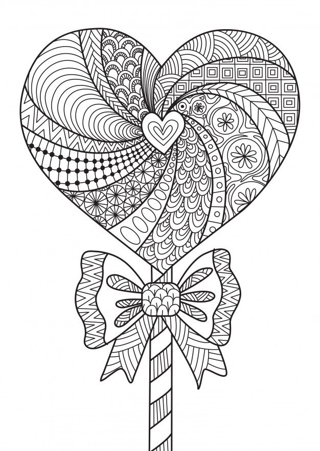 Piruleta de corazãn dibujada a mano vect free vector freepik freevector fondo corâ het coloring pages valentine coloring pages mandala coloring pages