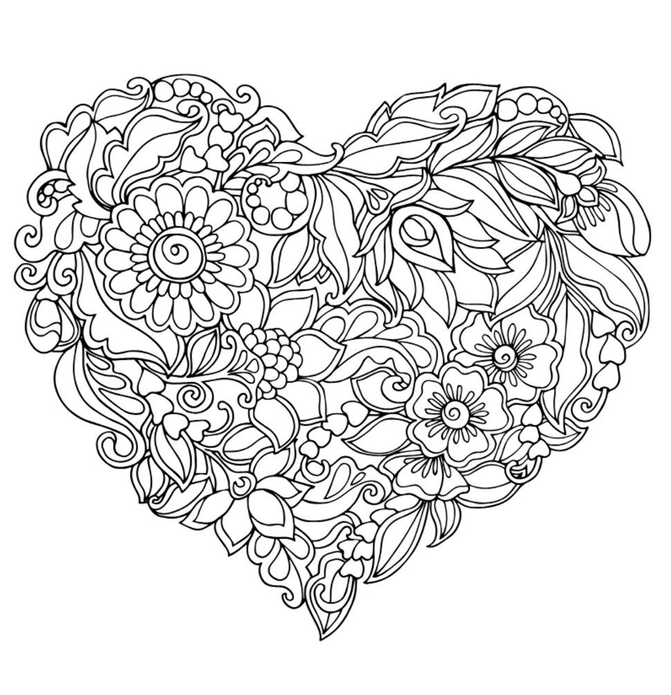 Heart coloring pages flower coloring pages printable flower coloring pages