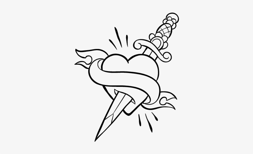 Heart tattoo coloring pages