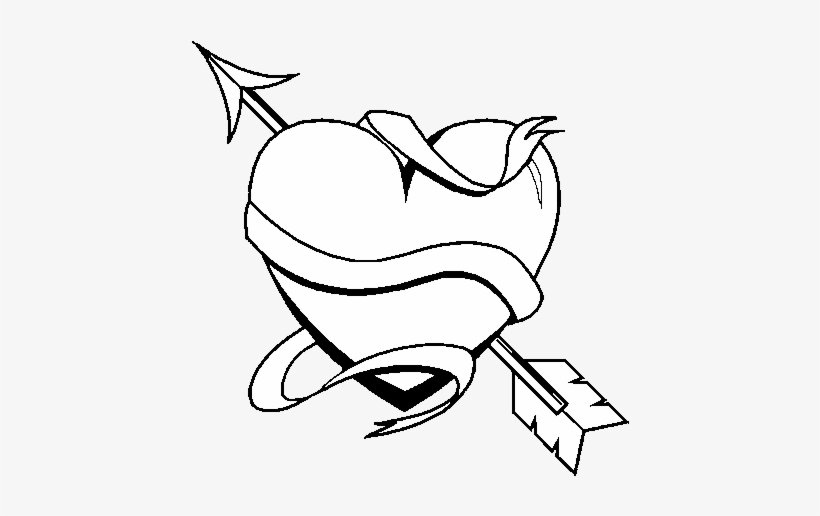 Heart with arrow iii coloring page