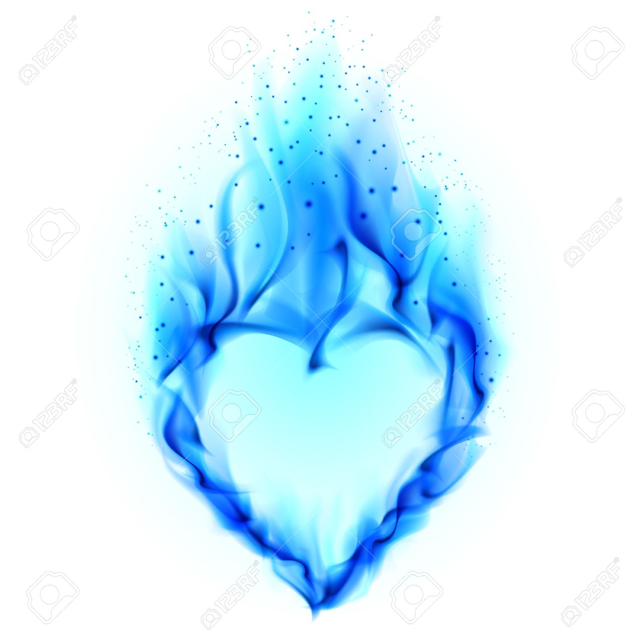 Heart in blue fire illustration on white background for design stock photo picture and royalty free image image