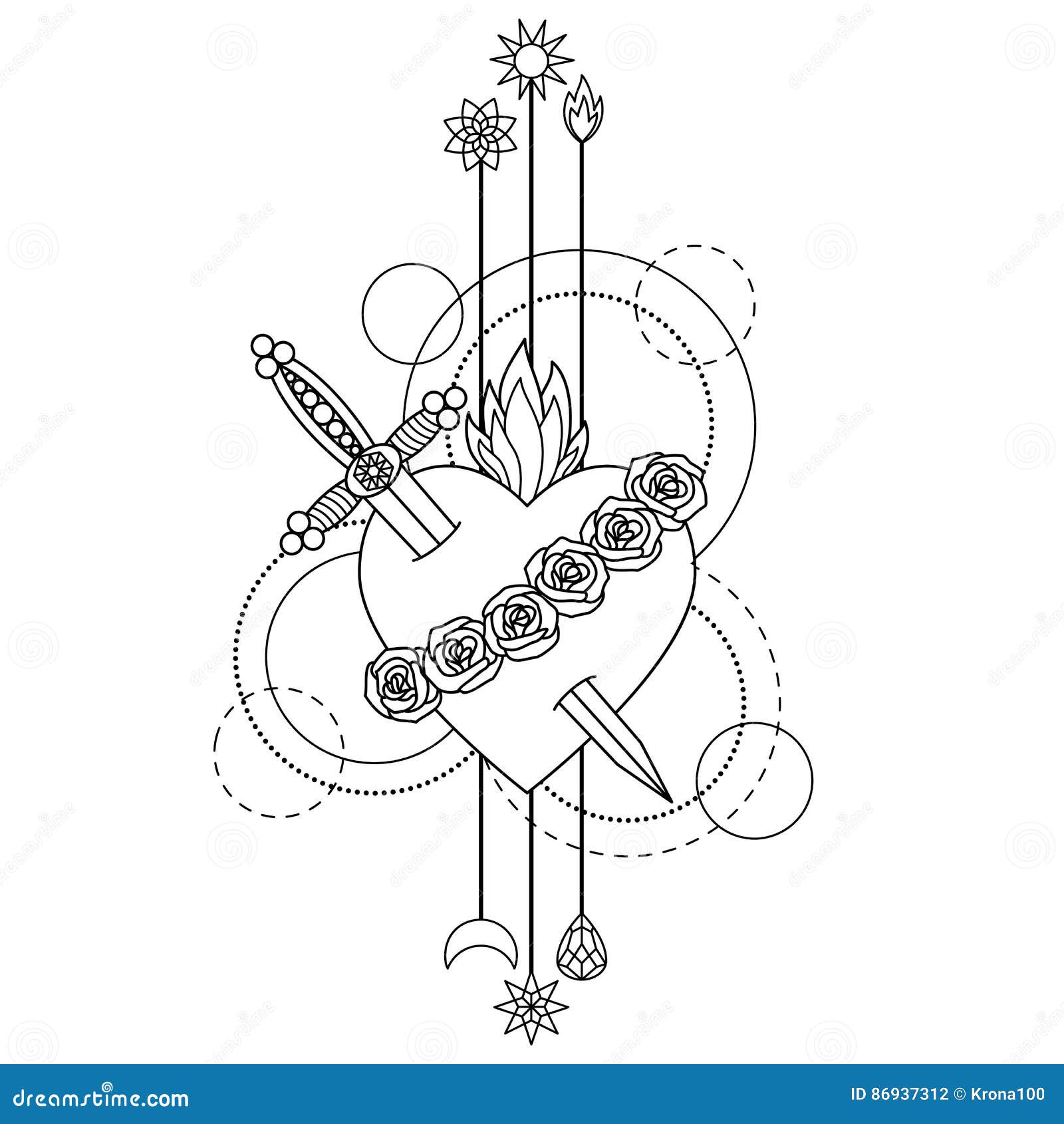 Immaculate heart virgin mary stock vector