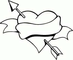 Corazon flechados con alas a lapiz