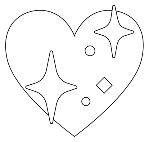 Dibujo de emoji de corazãn brillante para colorear dibujos para colorear imprimir gratis