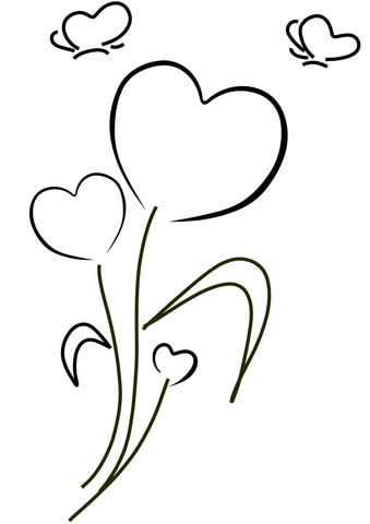Dibujo de corazones y flores para colorear dibujos para colorear imprimir gratis