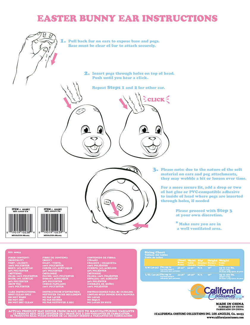 Adult deluxe traditional easter bunny costume