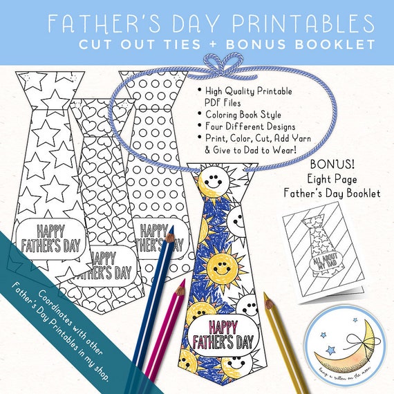 Fathers day printable paper ties dad booklet fathers day craft school classes fhe lds young women or primary digital download