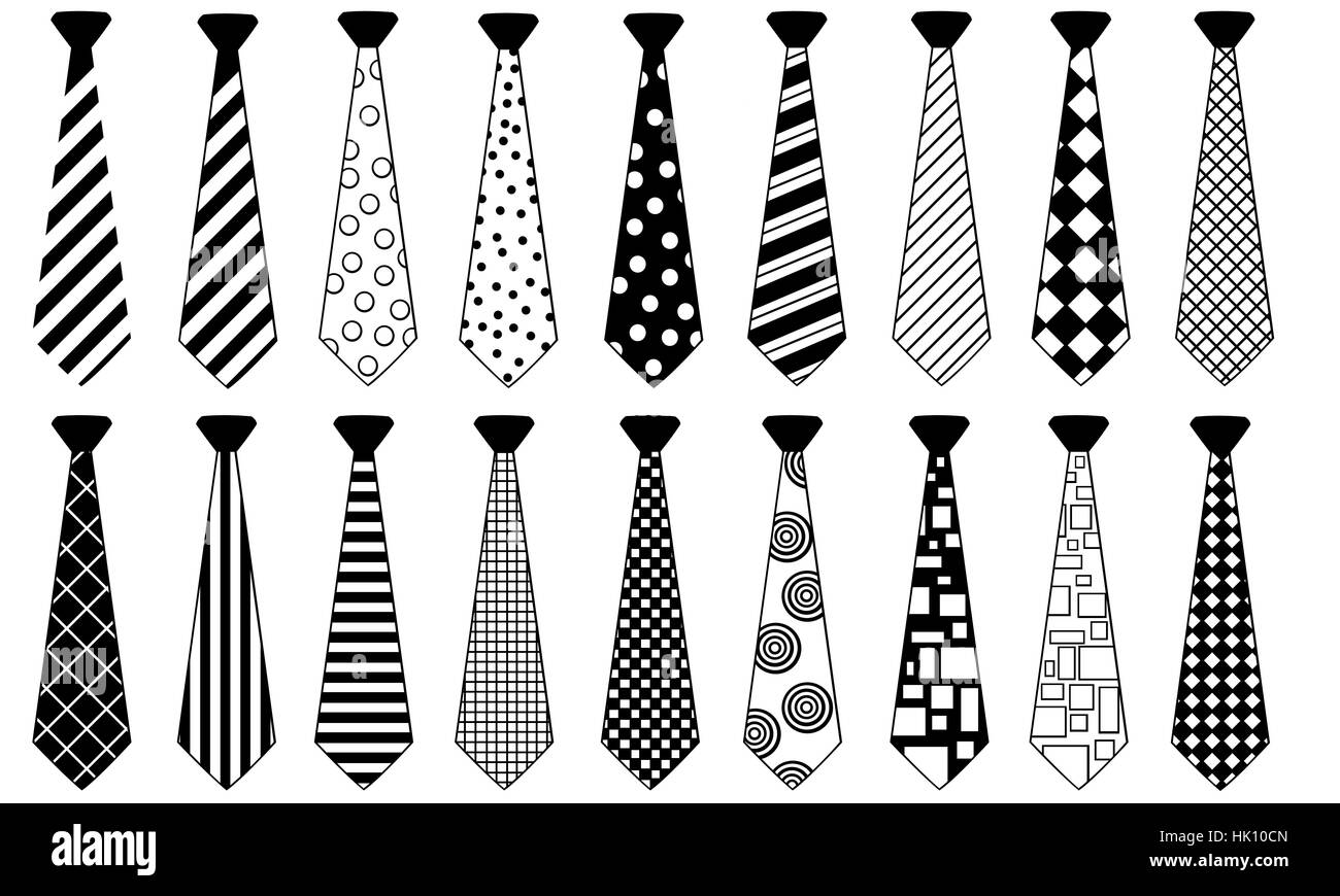 Set necktie black and white stock photos images