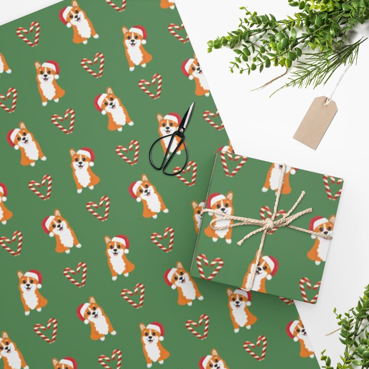 Corgi christmas wrapping paper dog funny candy cane print art holiday â starcove fashion