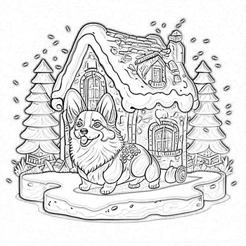 Digital printable coloring book pics corgis christmas eve tpt