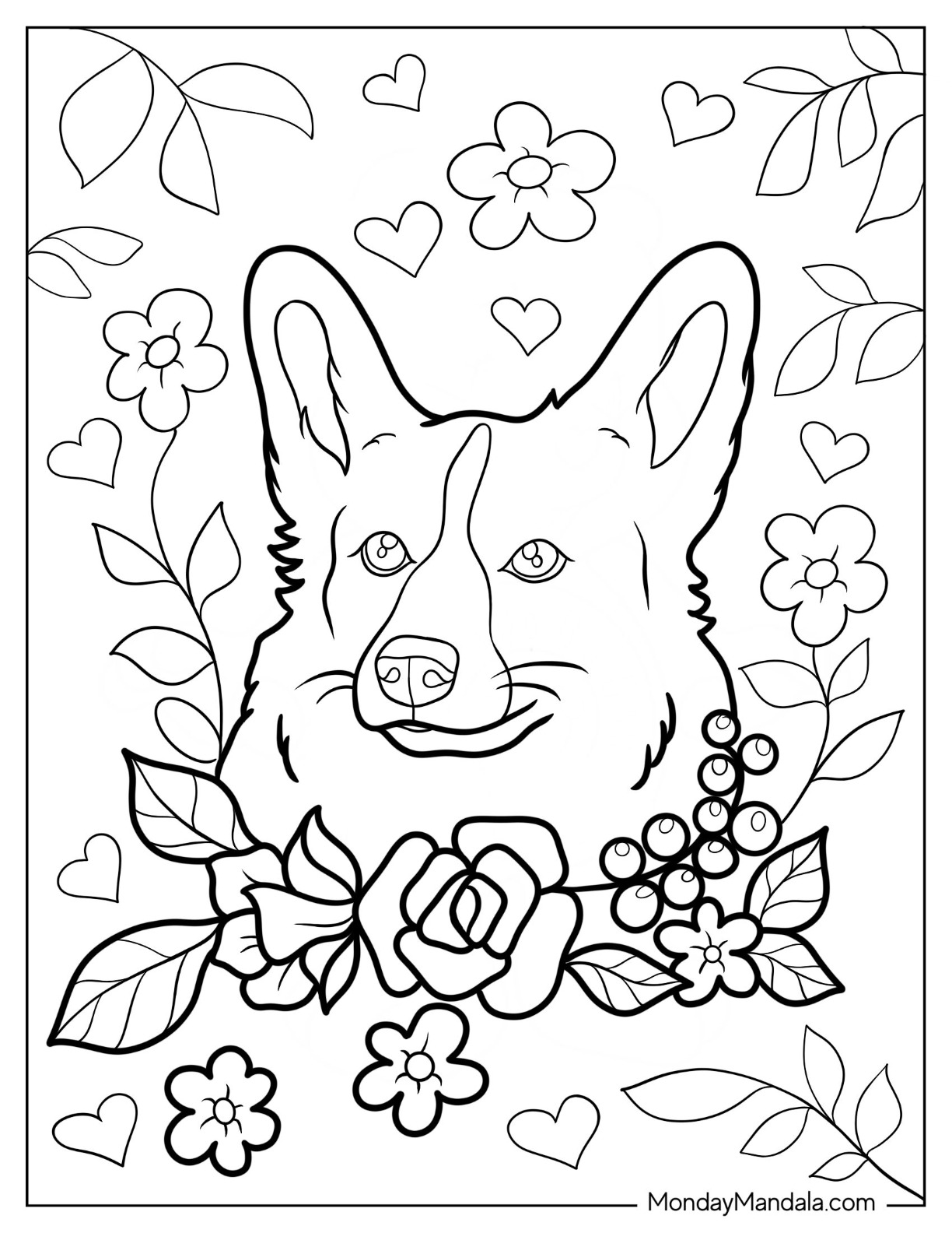 Corgi coloring pages free pdf printables