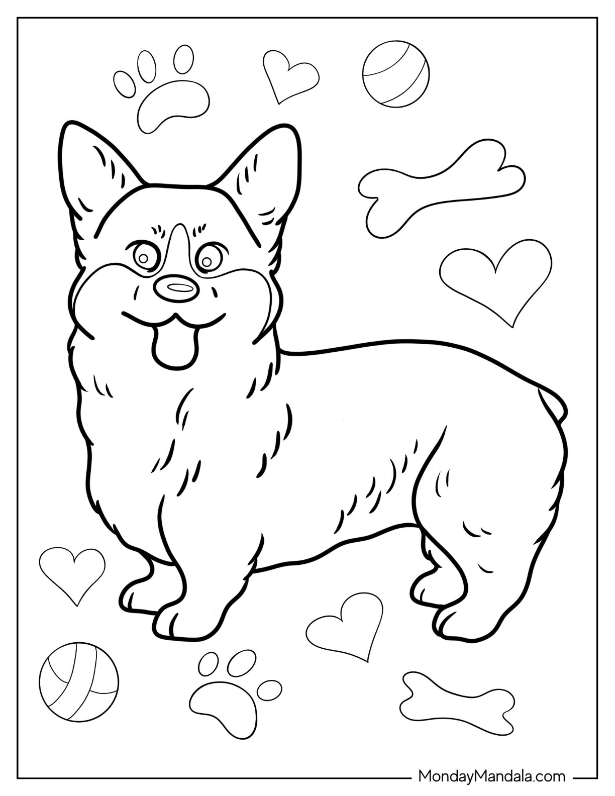 Corgi coloring pages free pdf printables