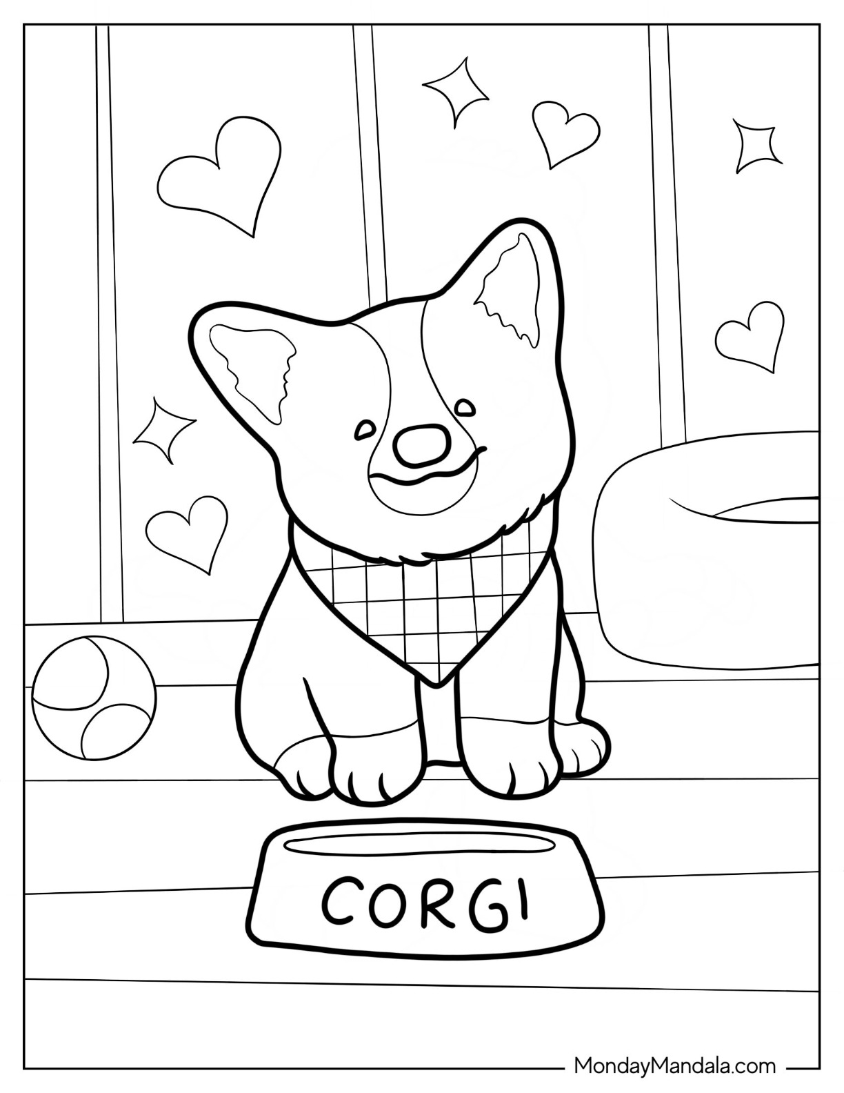 Corgi coloring pages free pdf printables