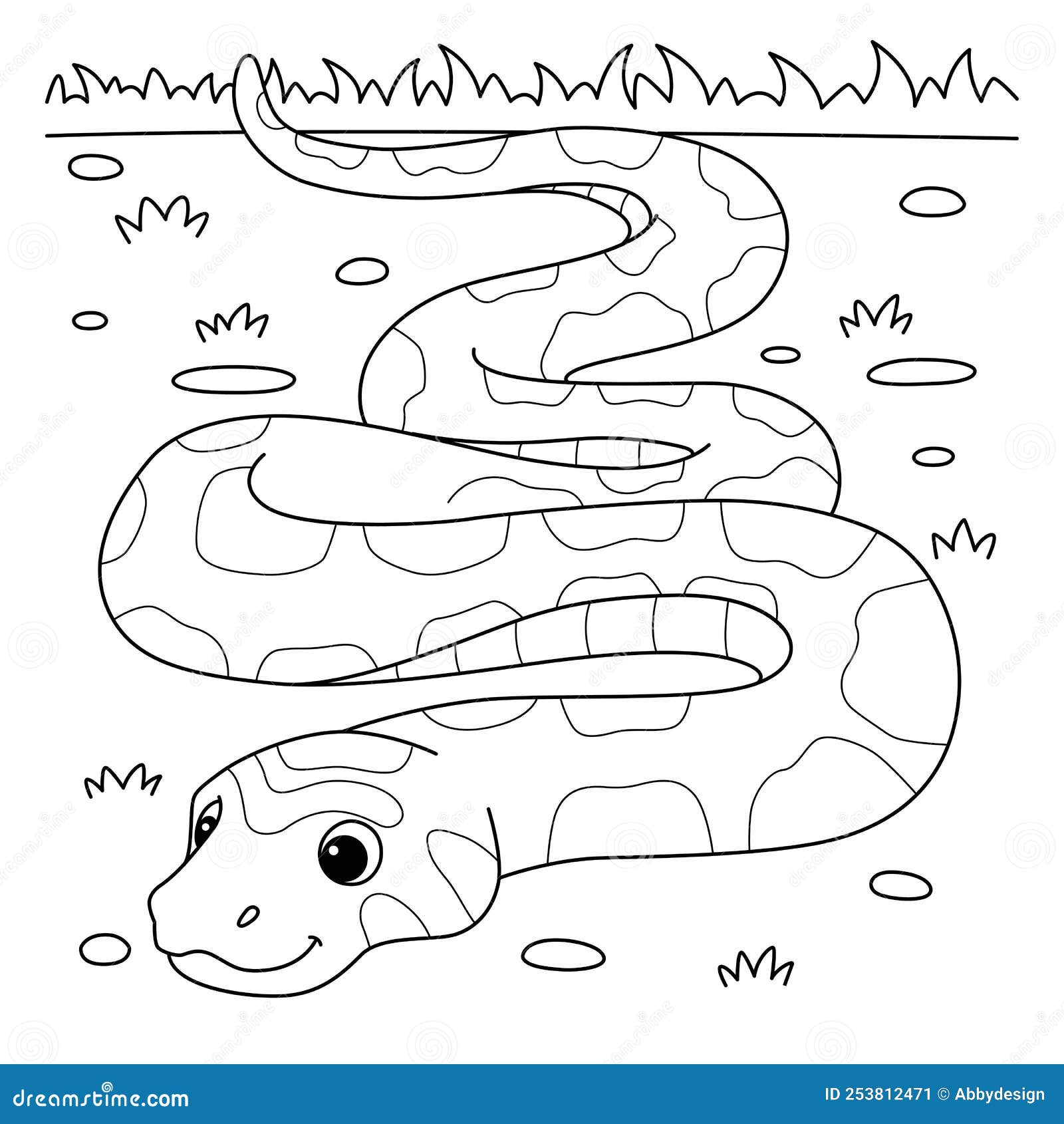 Corn snake animal coloring page for kids stock vector