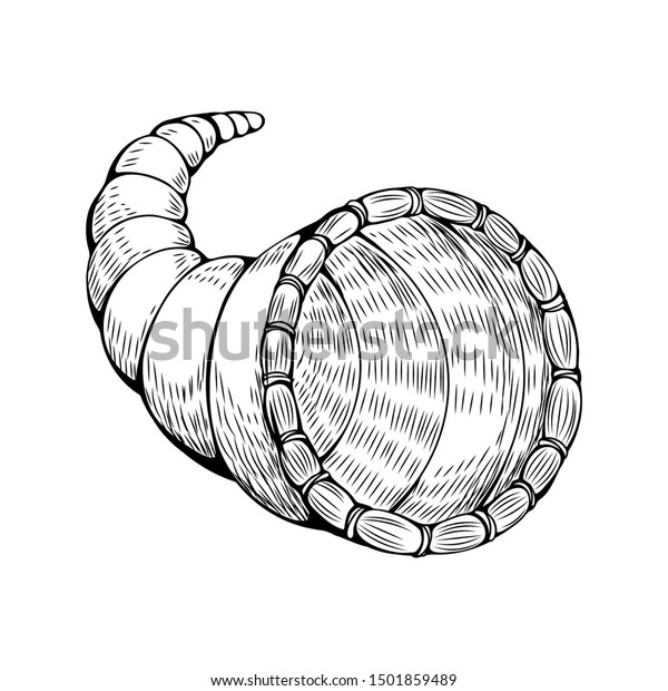 Wicker cornucopia basket hand drawn vector stock vector royalty free