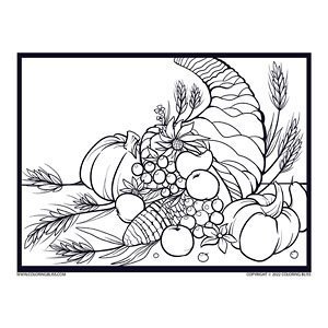 Thanksgiving cornucopia coloring page