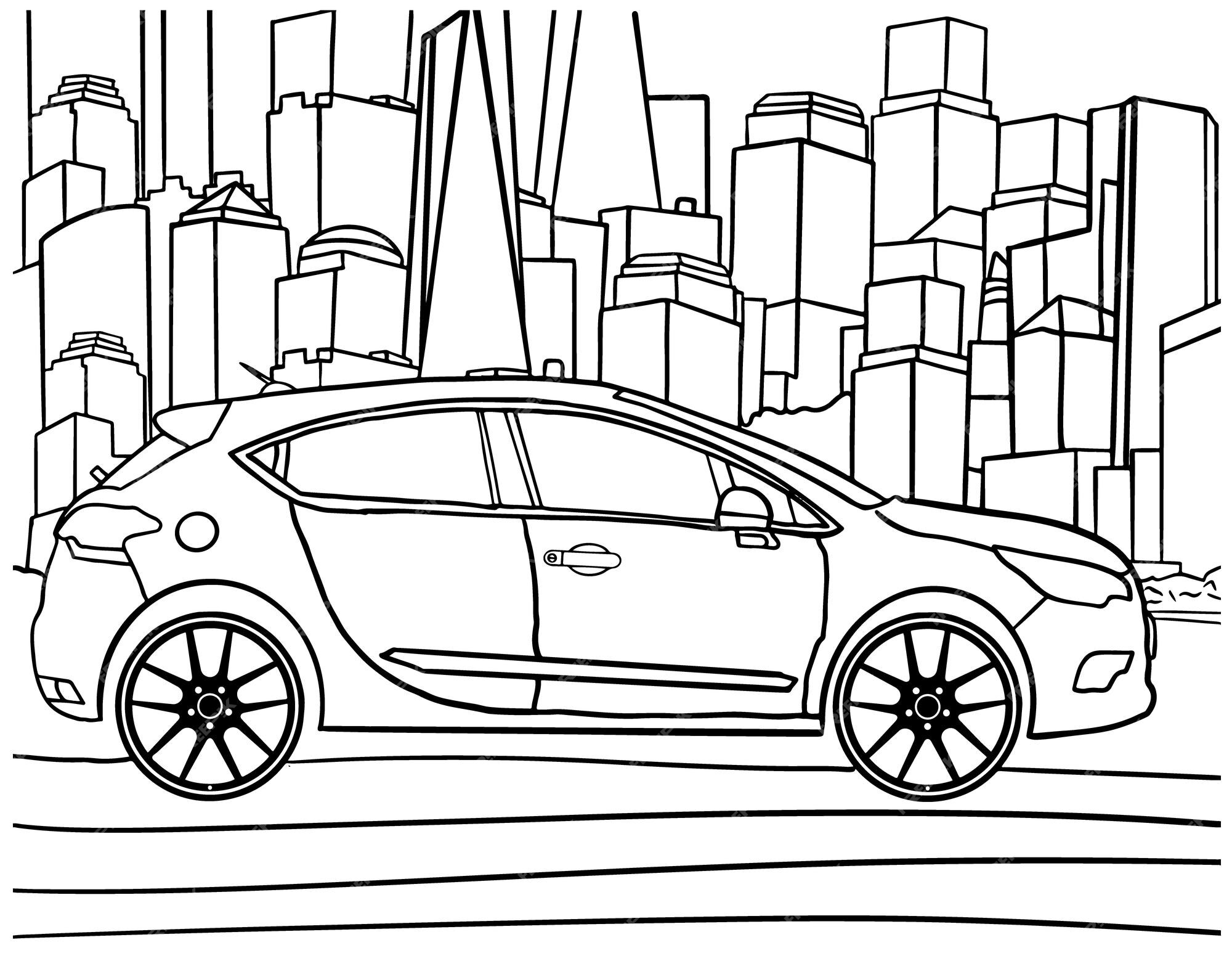Premium vector car coloring page for kids line art vector blank printable design for children to fill in