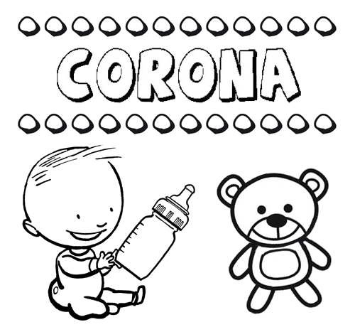 Dibujo del nombre corona para colorear pintar e imprimir
