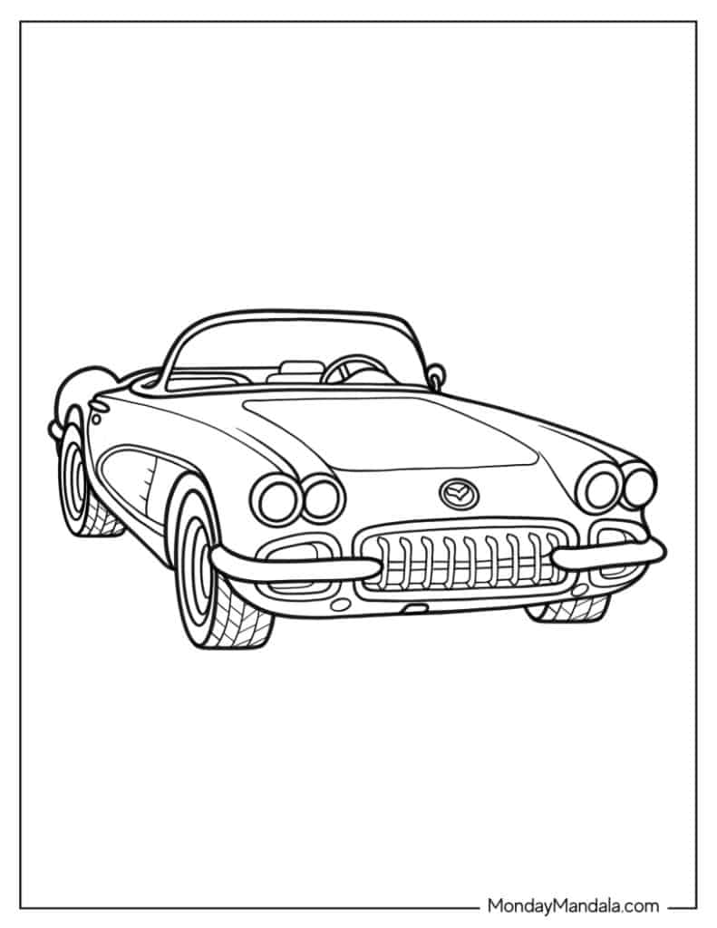 Corvette coloring pages free pdf printables