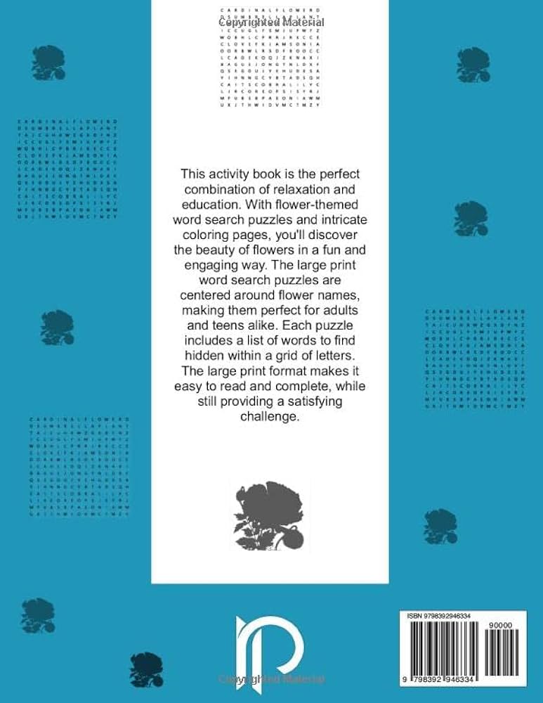 Spring flowers word search relaxing coloring book discover the beauty of flowers with engaging large print puzzles and intrite coloring pages adults teens n pecs books