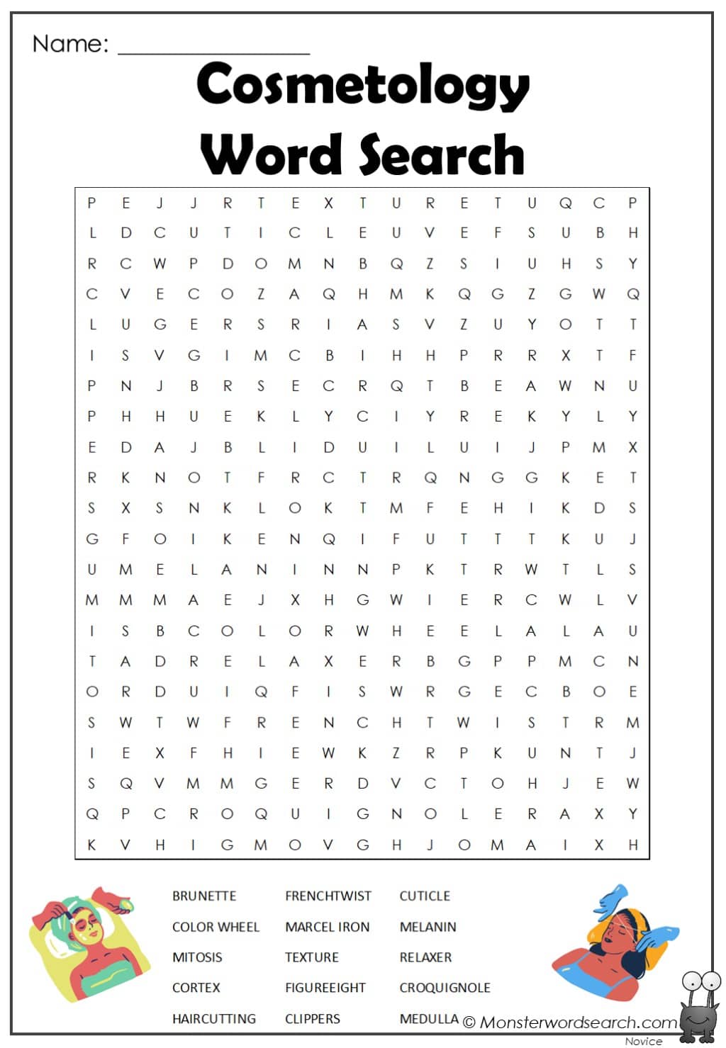 Cosmetology word search