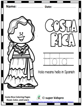 Costa rica coloring pages â read color and learn by super kidspro
