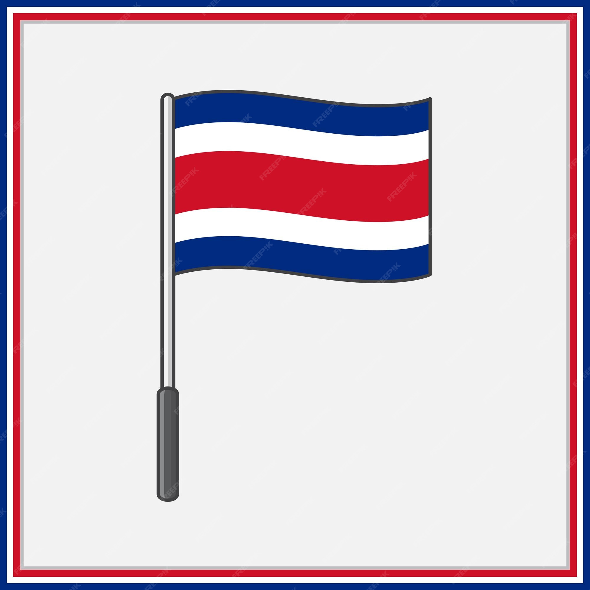 Premium vector costa rica flag cartoon vector illustration flag of costa rica flat icon outline