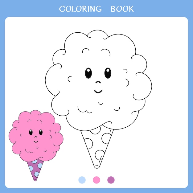 Premium vector vector illustration of cute cotton candy for coloring book