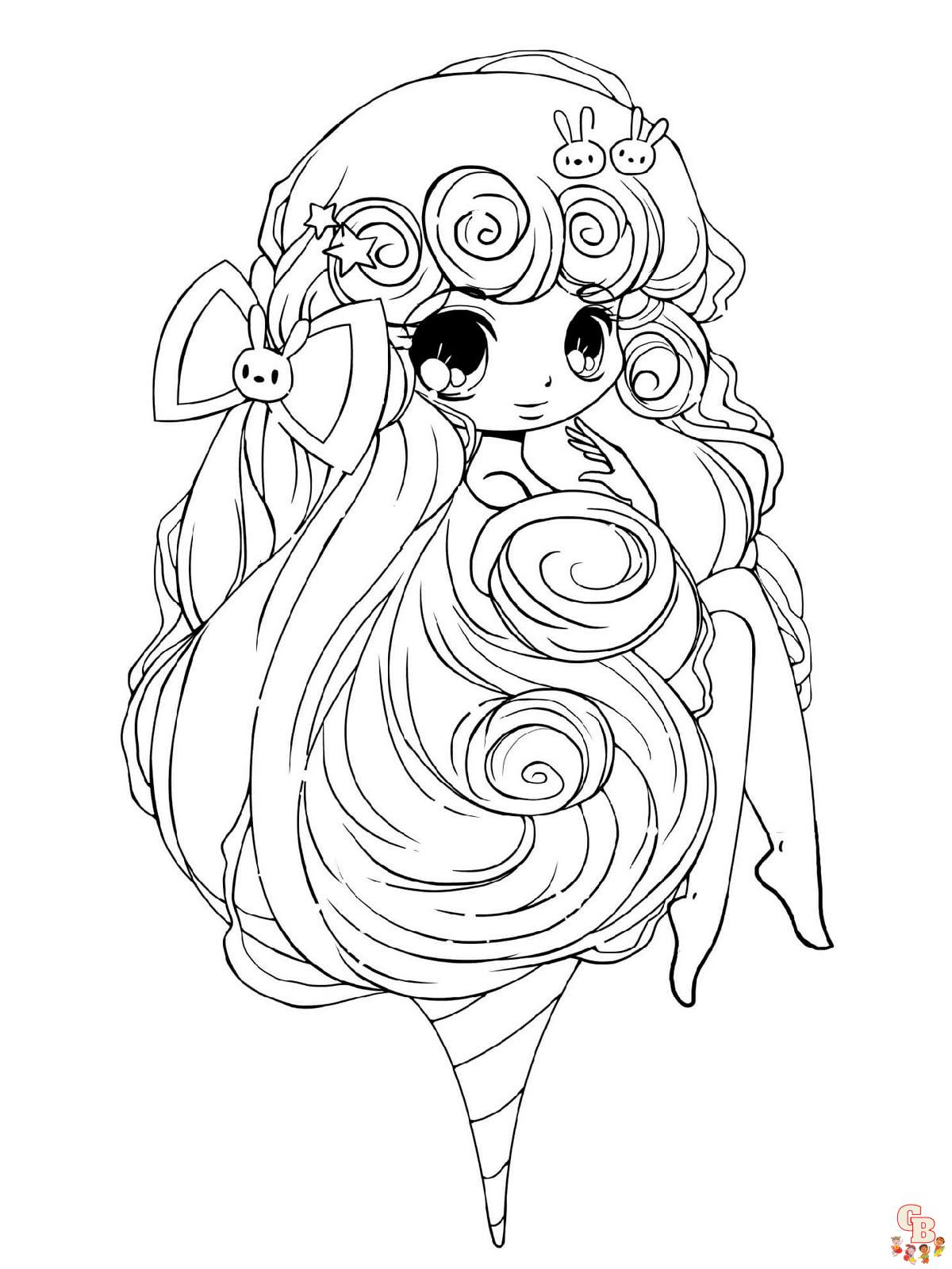 Free printable anime girl coloring pages by
