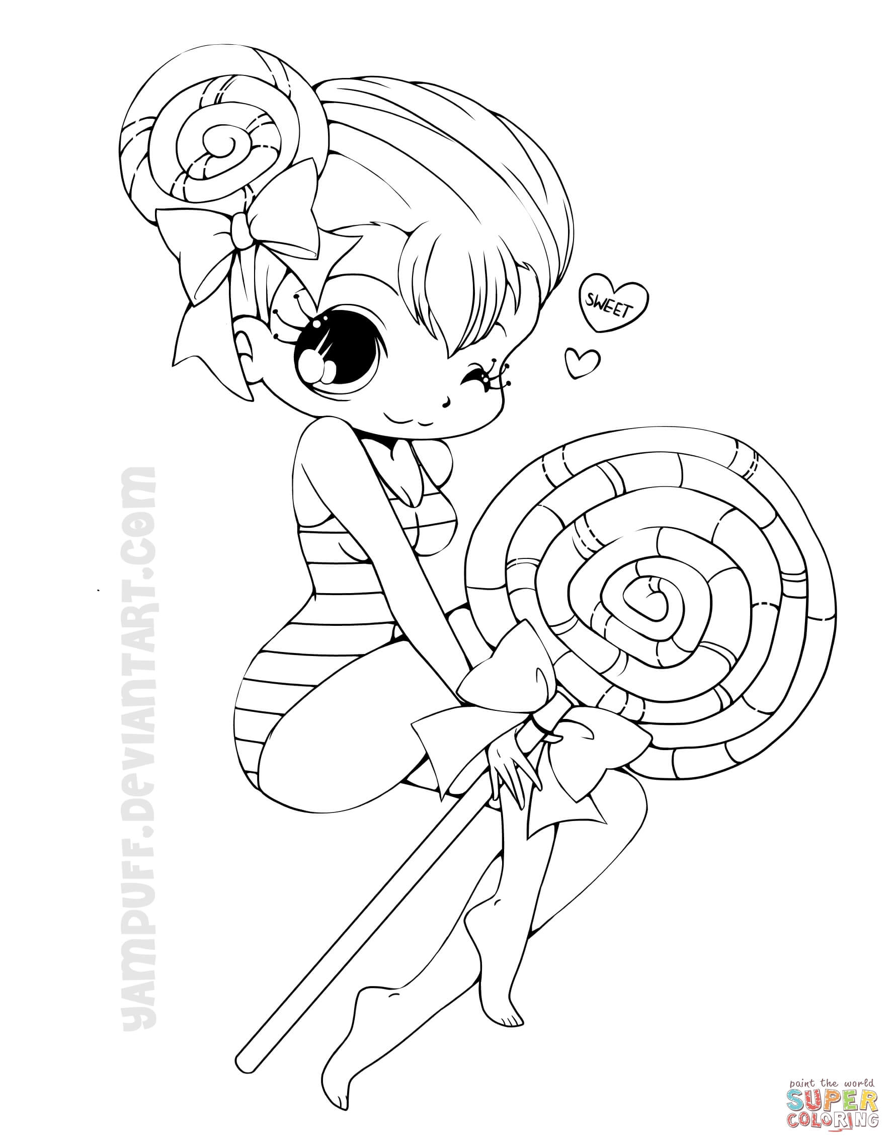 Chibi lollipop girl coloring page free printable coloring pages