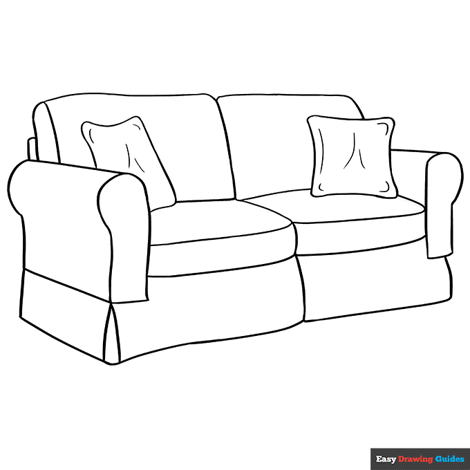 Couch coloring page easy drawing guides